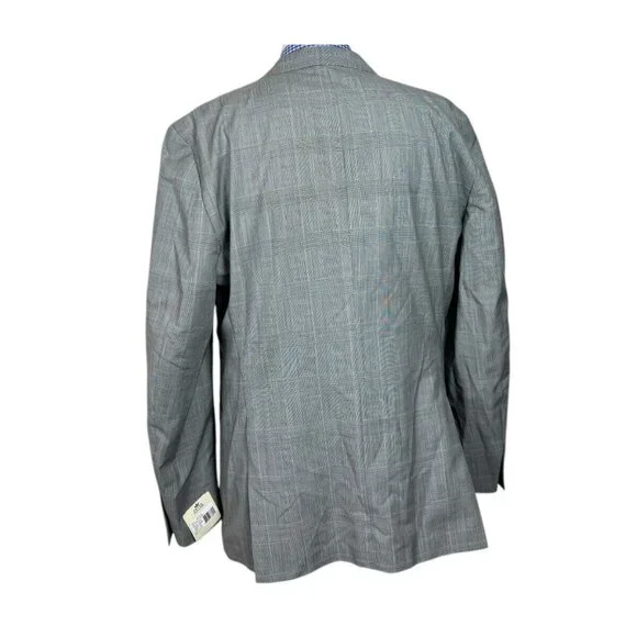 Petter Millar Bespoke Sport Coat Jacket Gray Glen Plaid Men's 44L NWT Nice